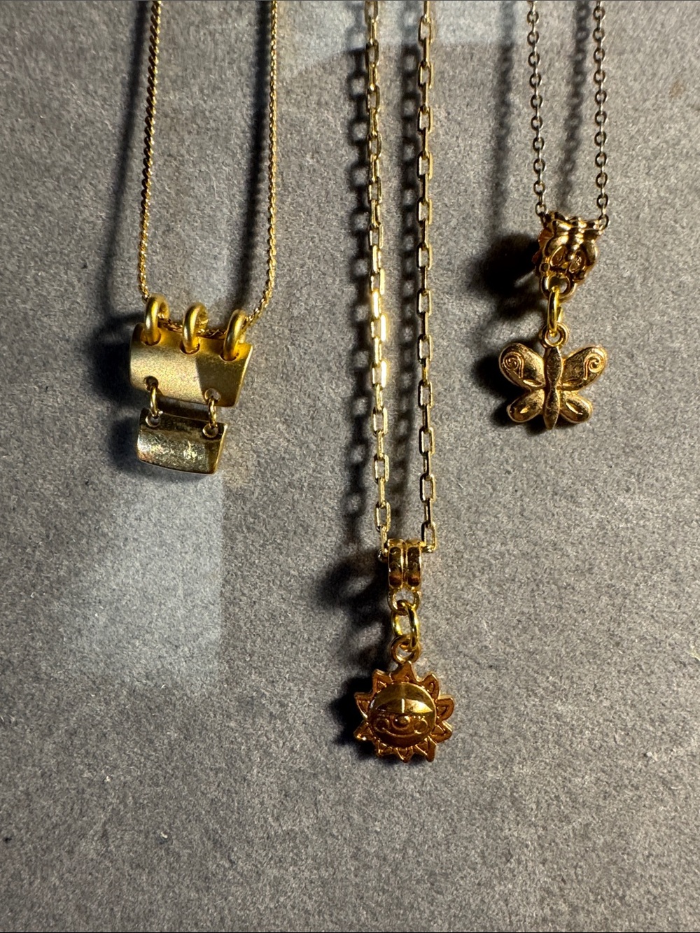 Hand Crafted Gold Sun & Butterfly Layered Charm Necklace Set